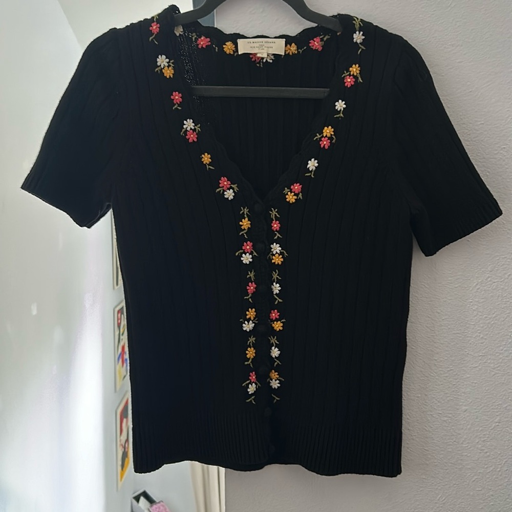 sezane knit floral top